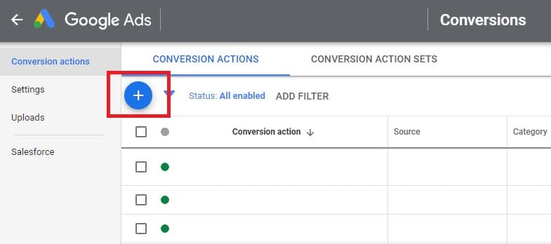 Google広告の新規コンバージョンタグ作成