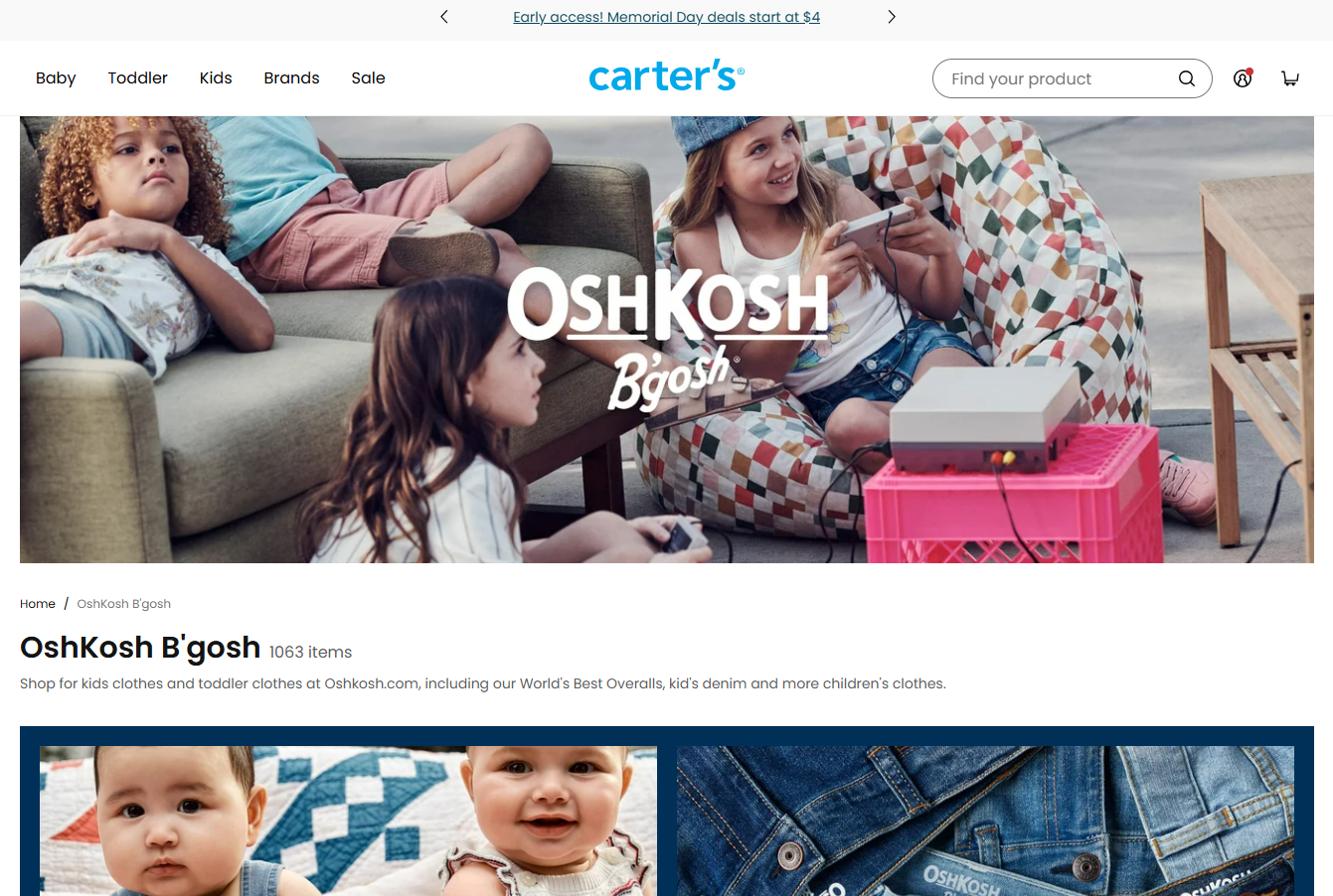 海外通販サイト【ホビー・雑貨】Carter's / OshKosh B'gosh (カーターズ / オシュコシュ)TOP画面