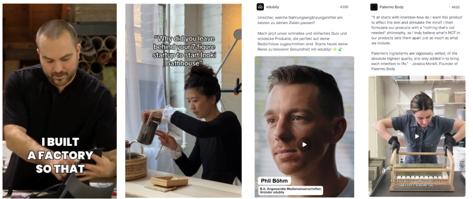 海外で人気な広告クリエイティブ 5. Founder Story Ads & Brand Story Ads（創設者のストーリーとブランドストーリー）