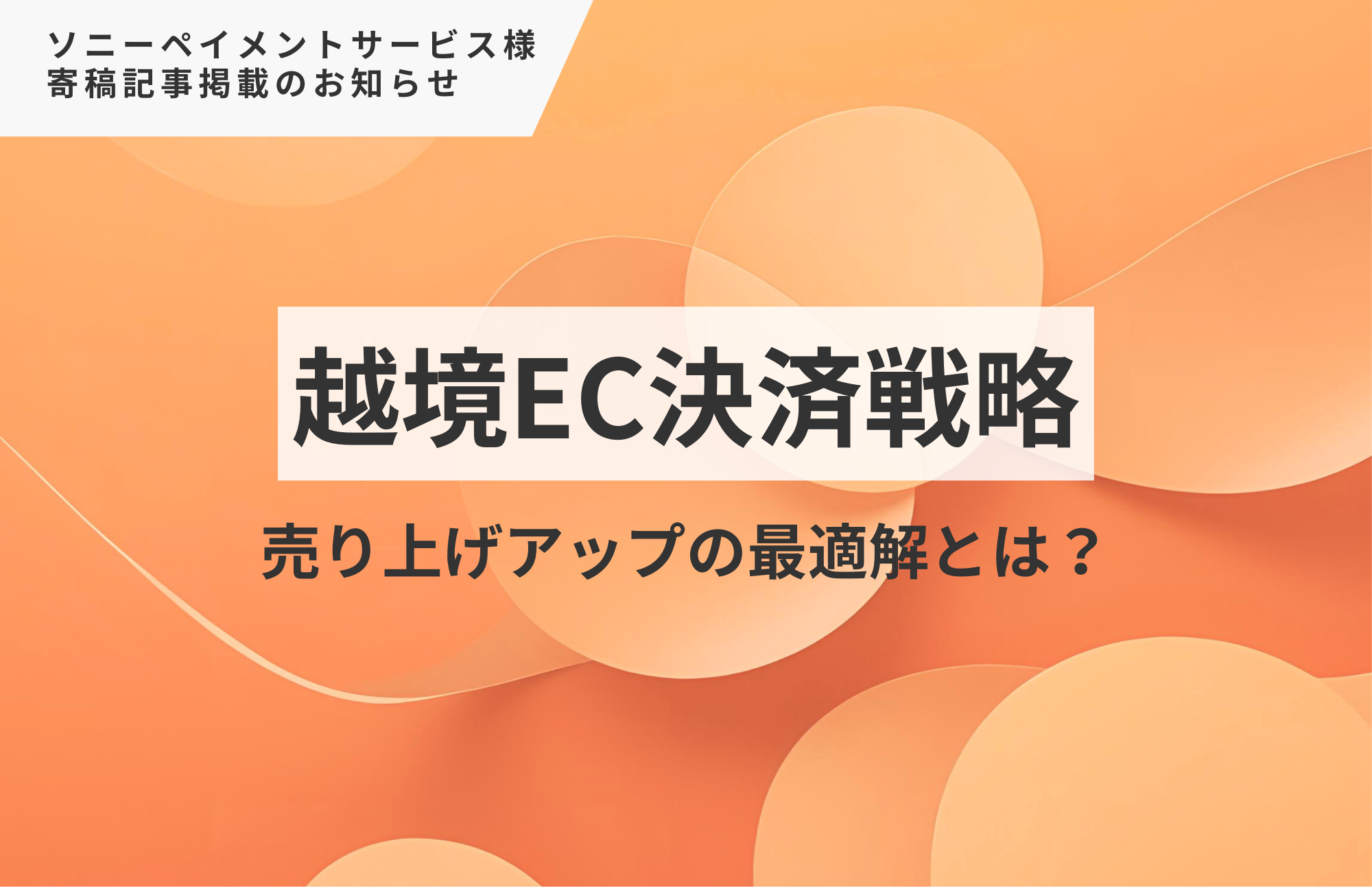 『越境ECの基礎知識』売上アップの最適解とは？弊社代表 徳田の寄稿記事がソニーペイメントサービス様に掲載されました！