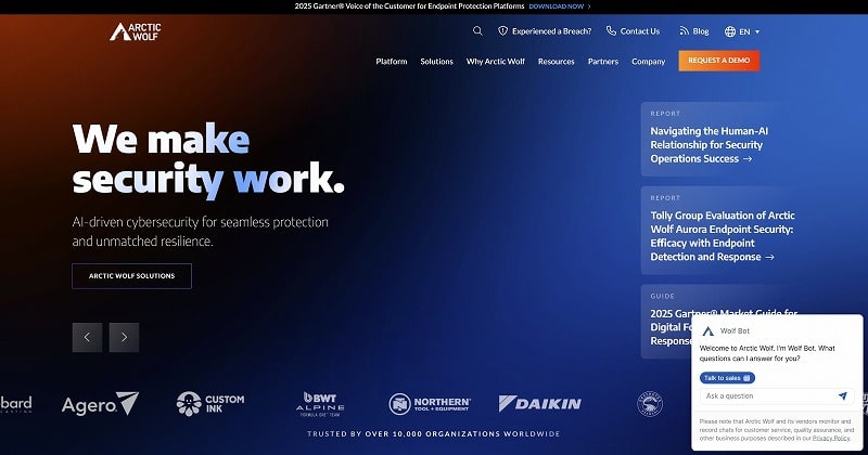 米国のサイバーセキュリティー企業、Arctic Wolfのファーストビュー画像