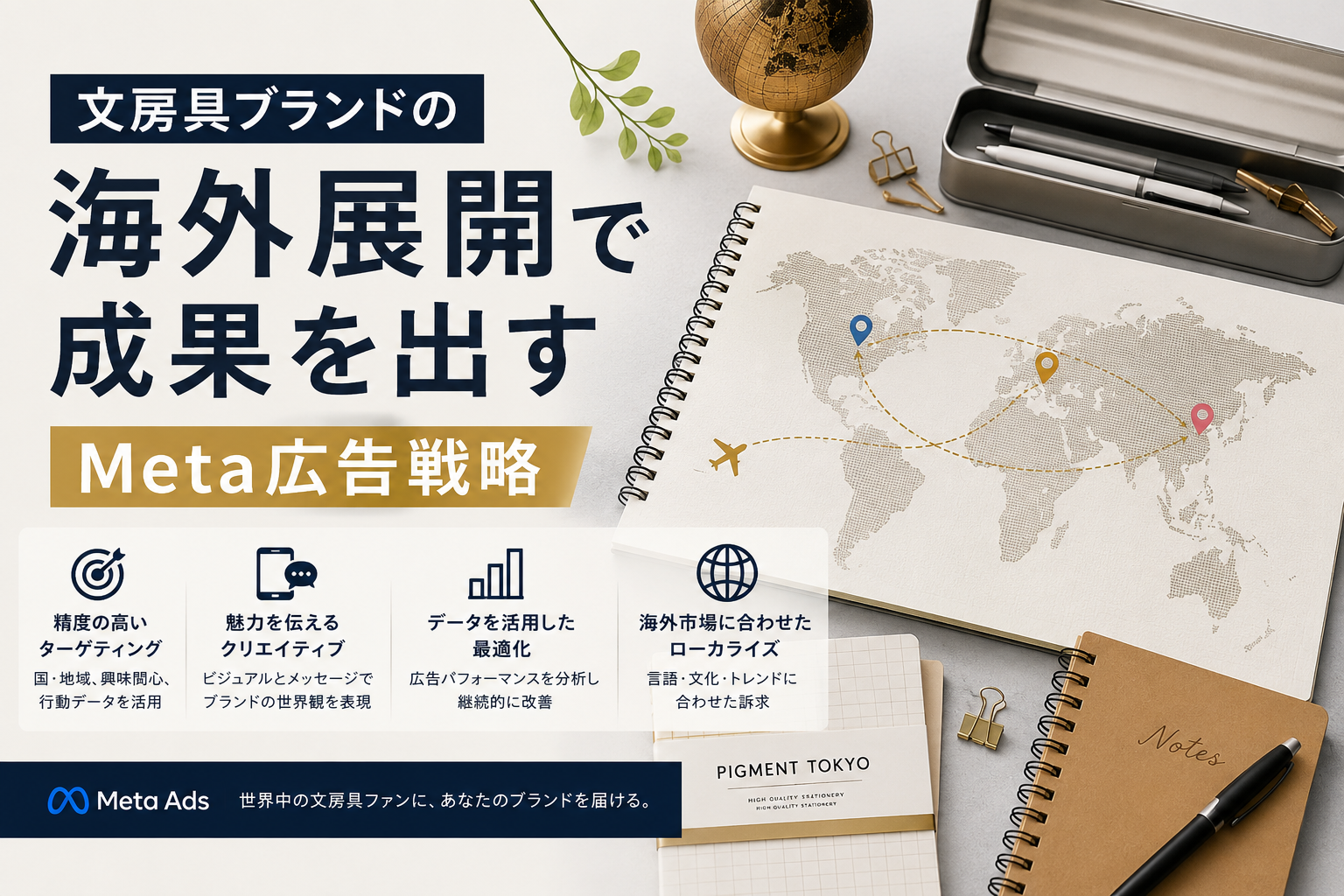 文房具ブランドの海外展開で成果を出すMeta広告戦略